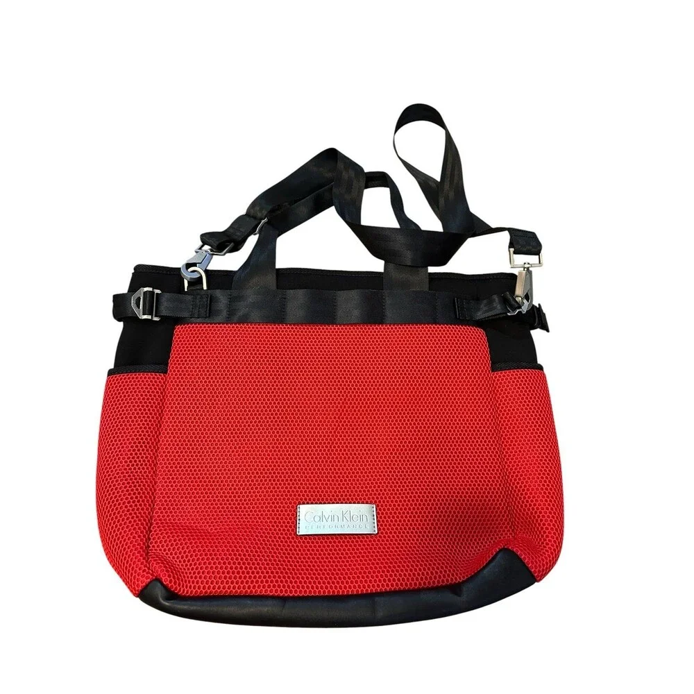 Calvin Klein Performance Red Mesh Messenger Computer Bag 18” X 14” NWOT